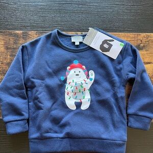 Festive Navy Blue Kids Sweatshirt with Bear Design